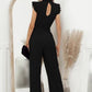 Mock Neck Sleeveless Ruffle Jumpsuit