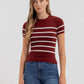 STRIPE ROUND NECK SHORT SLEEVE SWEATER KNIT TOP