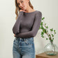 ROUND NECK LONG SLEEVE FITTED KNIT TOP