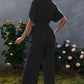 V Neck Half Sleeve Solid Jumpsuit