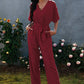 V Neck Half Sleeve Solid Jumpsuit