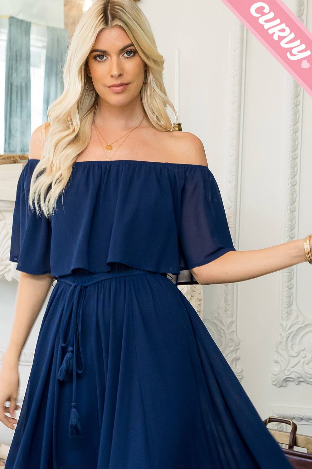 Iliana Off Shoulder Maxi Dress (Plus Size)