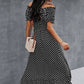 Off Shoulder Polka Dot Ruffle Dress