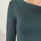 ROUND NECK LONG SLEEVE FITTED KNIT TOP