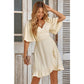 Solid V Neck Cross Ruffle Wide Sleeve Mini Dress