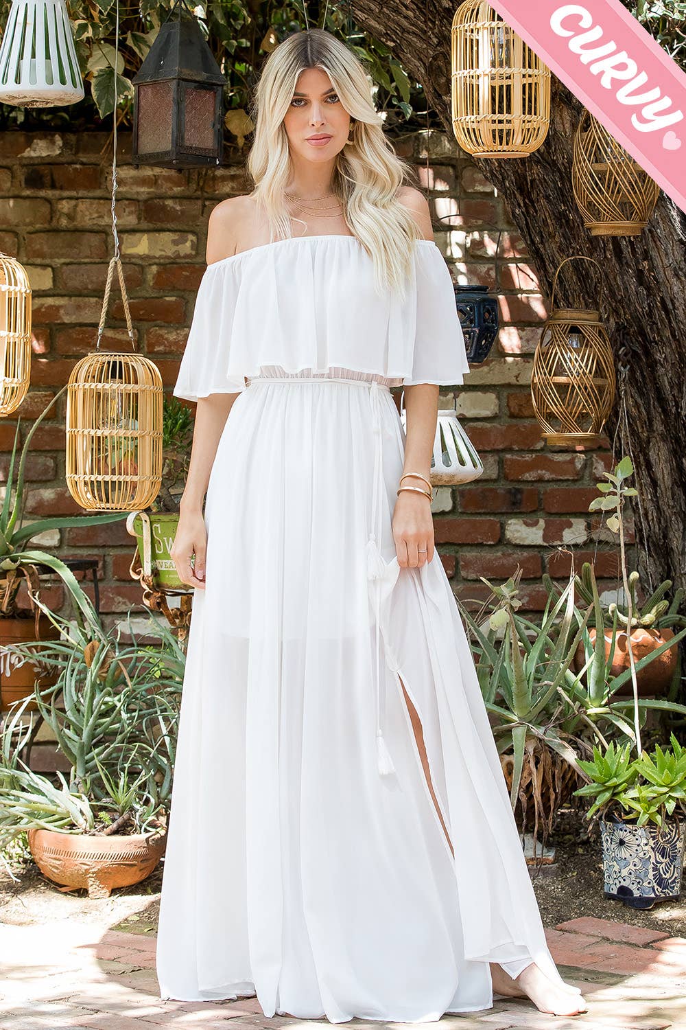 Iliana Off Shoulder Maxi Dress (Plus Size)