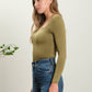 REVERSIBLE SQUARE NECK LONG SLEEVE KNIT TOP