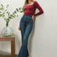 REVERSIBLE SQUARE NECK LONG SLEEVE KNIT TOP