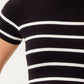 STRIPE ROUND NECK SHORT SLEEVE SWEATER KNIT TOP