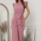 Mock Neck Sleeveless Ruffle Jumpsuit