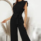 Mock Neck Sleeveless Ruffle Jumpsuit