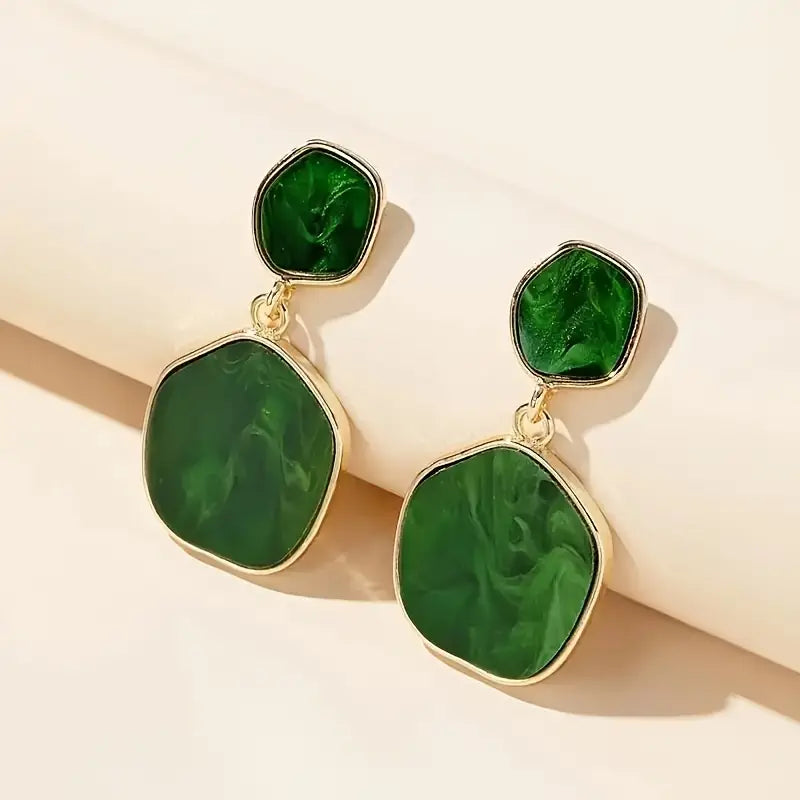 Retro Green Earrings