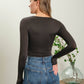 ROUND NECK LONG SLEEVE FITTED KNIT TOP