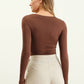 ROUND NECK LONG SLEEVE FITTED KNIT TOP