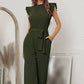 Mock Neck Sleeveless Ruffle Jumpsuit